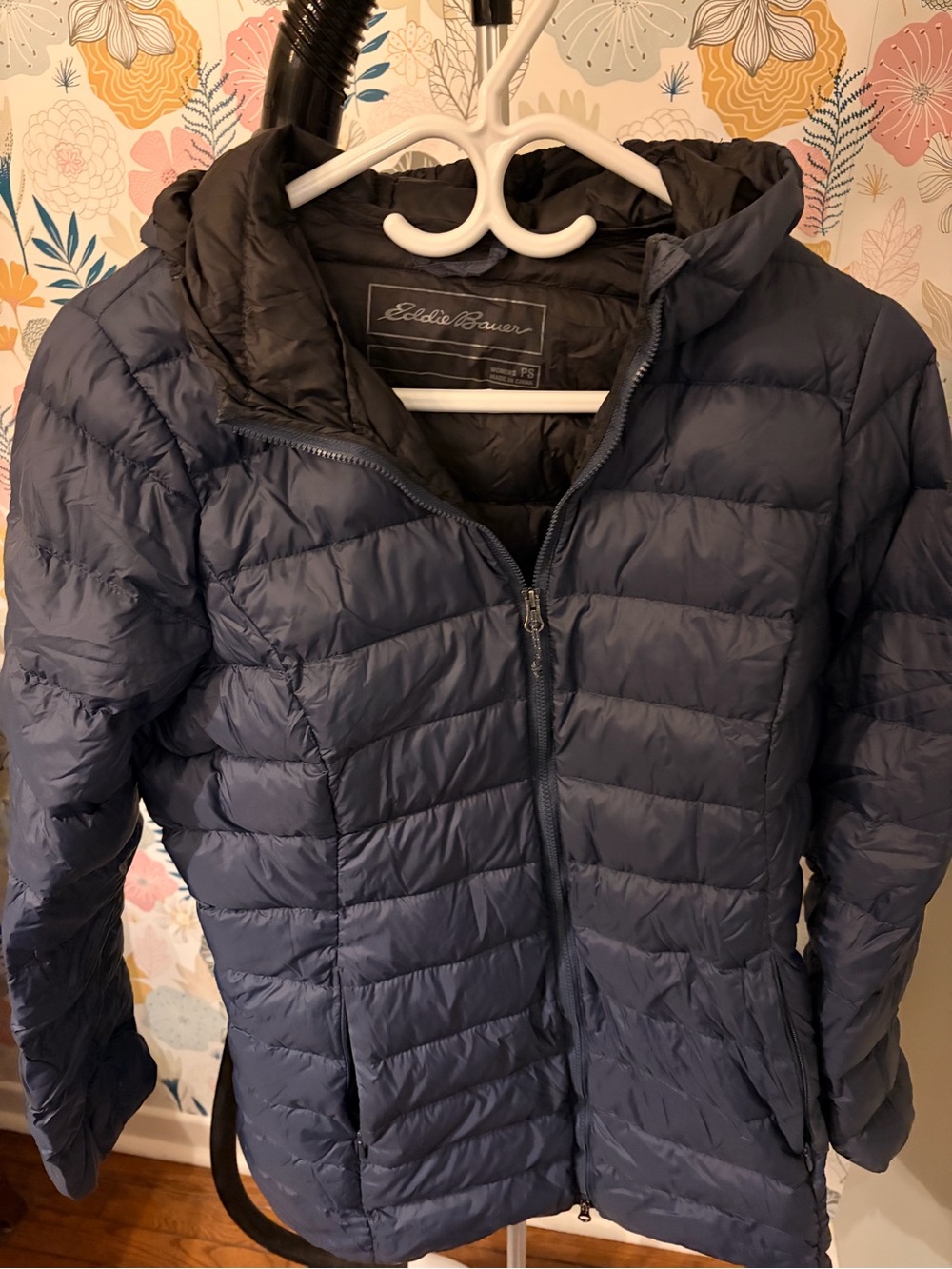 Eddie Bauer Women's Navy Packable Down Jacket with Hood